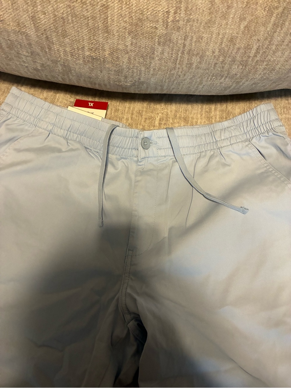 Men's Light Blue Athletic Drawstring Shorts with Elastic Waist
